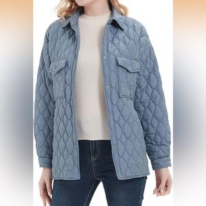 Risissida Blue Quilted Jacket With Pockets Small